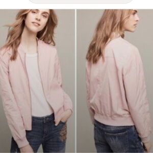 Anthropologie Hei Hei heihei Journey Pink Bomber Moto Jacket rose gold zipper S